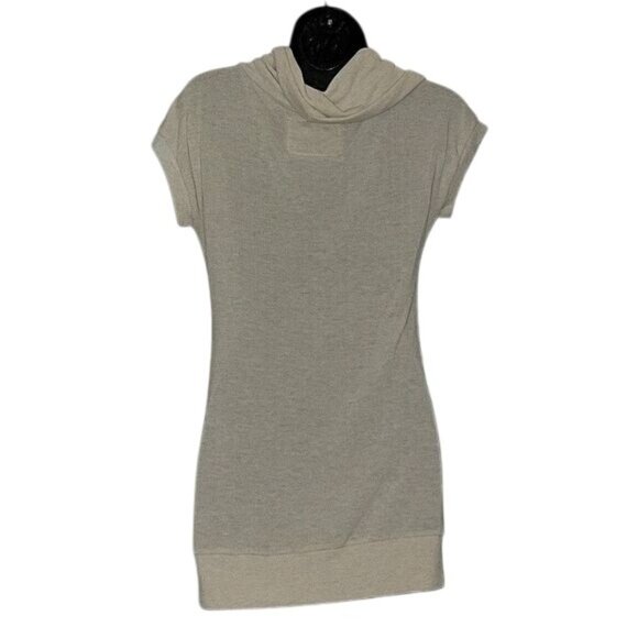 Poof! Womens Beige Cowl Neck Short Sleeve Tunic Top L‎ 60% Cotton - Picture 3 of 5